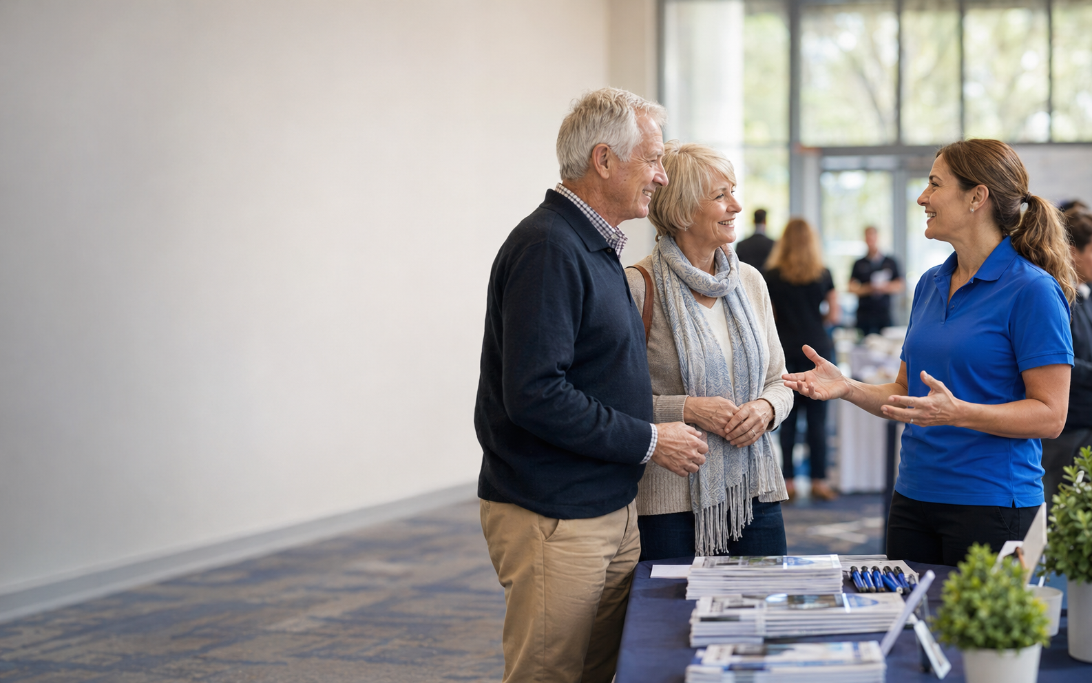 A provider speaking with visitors at a Senior Expos Australia event